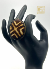 bague ethnique bronze plaqué or marron