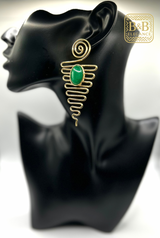 boucle d'oreilles ethnique bronze plaqué or vert