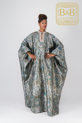 Boubou chic brocard vert fait main pièce unique - tenue africaine femme cérémonie