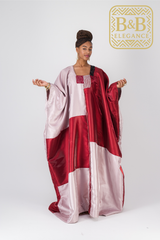 Boubou chic Mikado rouge et rose fait main pièce unique - tenue africaine femme cérémonie