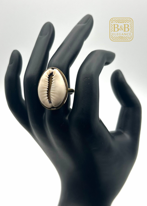 bague ethnique bronze plaqué or cauri