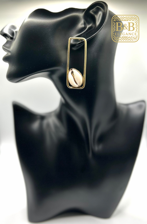boucle d'oreilles ethnique bronze plaqué or cauri