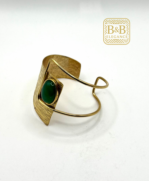bracelet ethnique bronze plaqué or vert