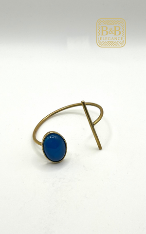 bracelet ethnique bronze plaqué or bleu clair