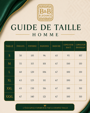 Guide des tailles homme vétément africain boubou