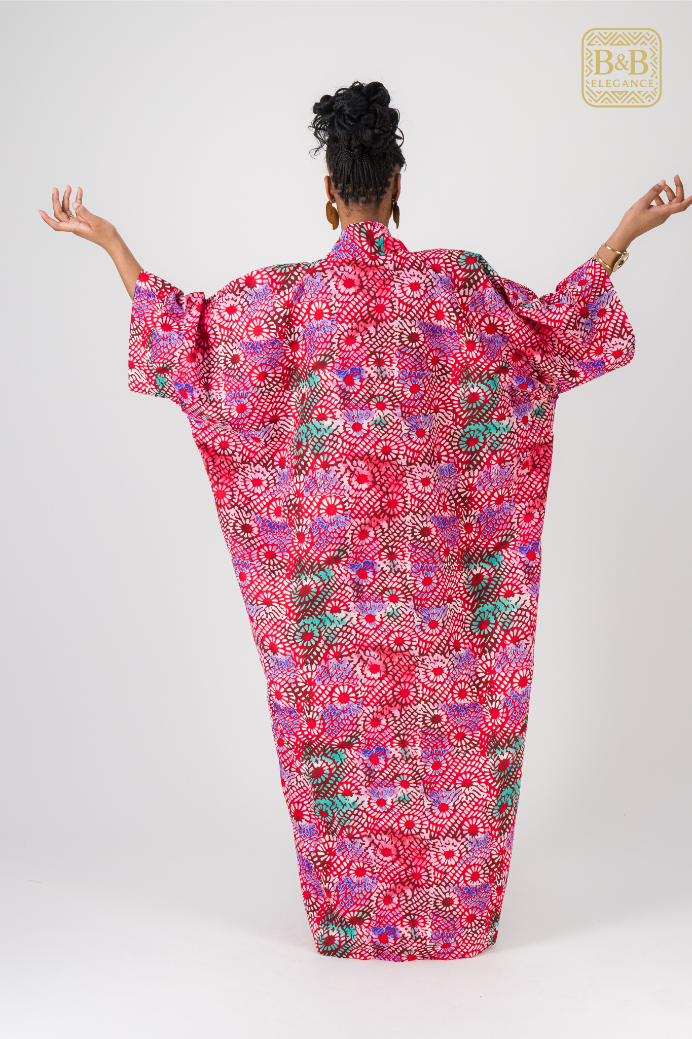 Robe africaine ankara rose motif floral fait main Sénégal - tenue femme cérémonie