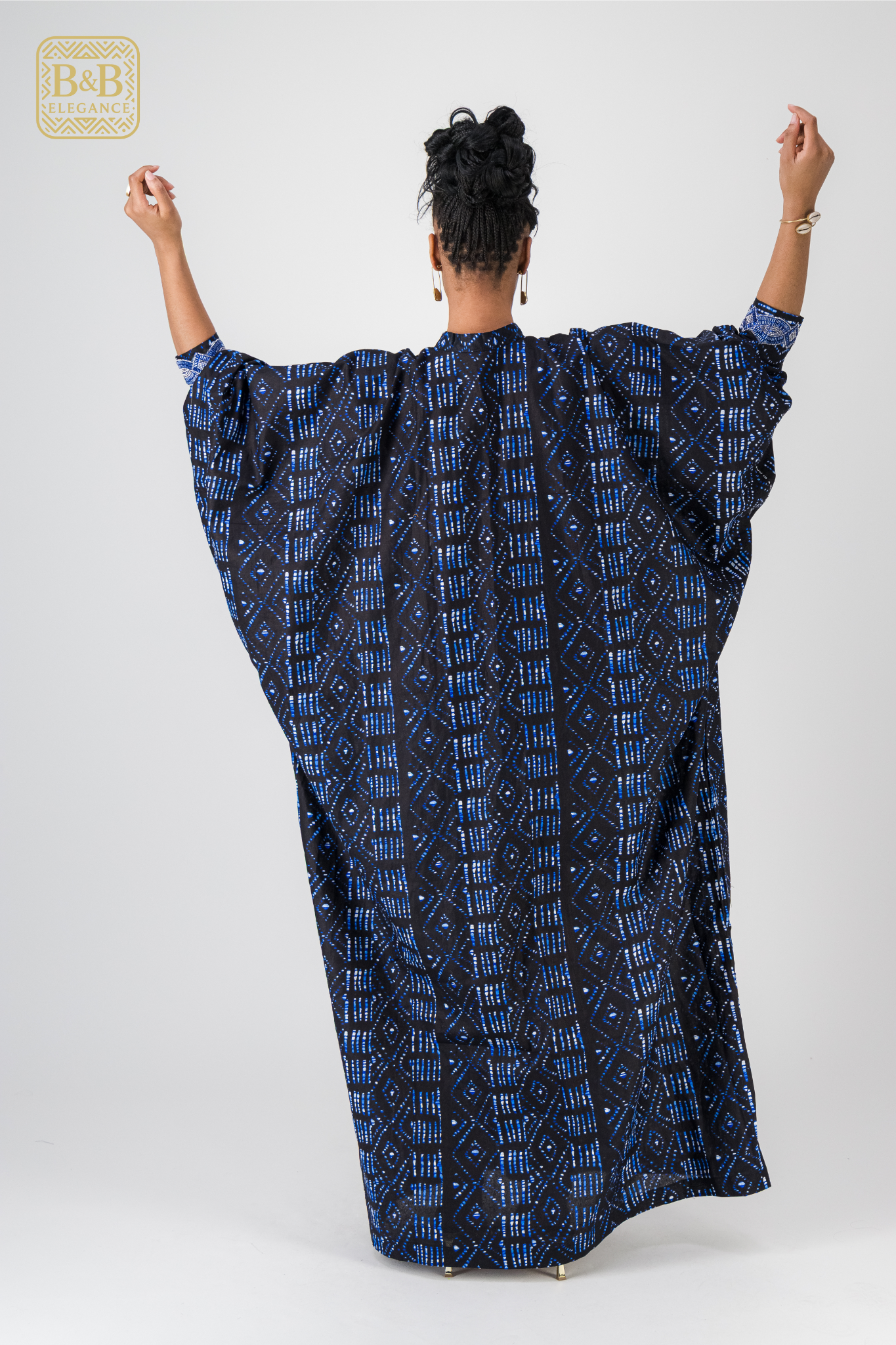 Robe africaine wax bleue fulani fait main Sénégal - tenue femme cérémonie