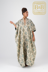 Boubou chic brocart vert fait main pièce unique - tenue africaine femme cérémonie