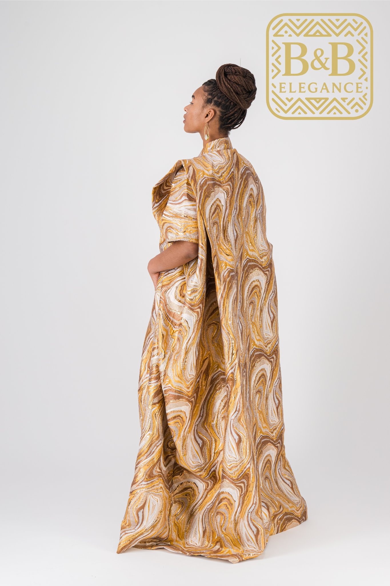 Kimono chic brocard jaune et robe bustier satin fait main pièce unique - tenue africaine femme cérémonie