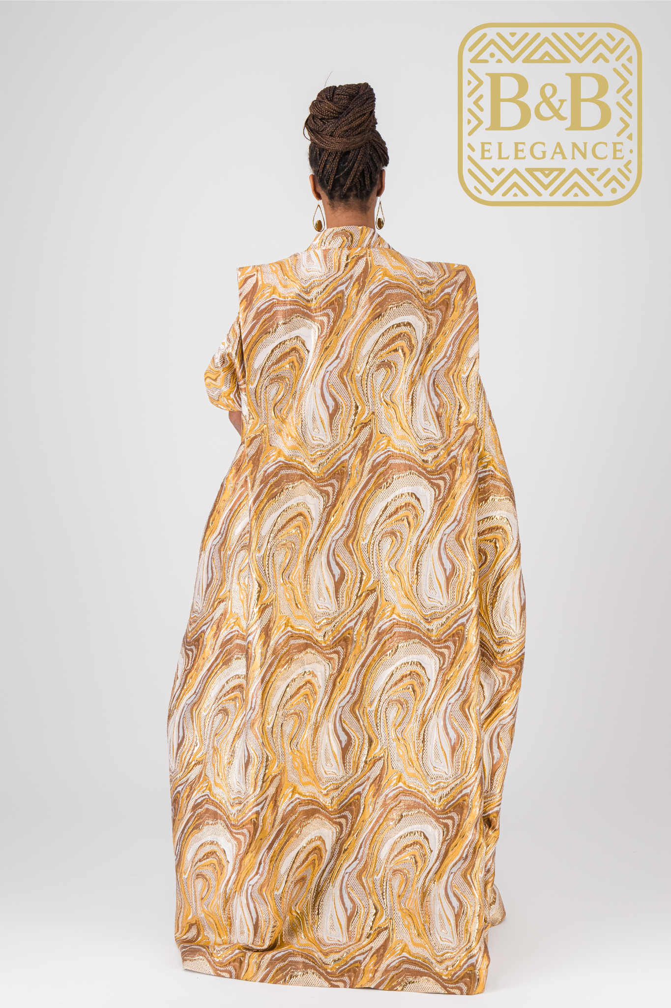 Kimono chic brocard jaune et robe bustier satin fait main pièce unique - tenue africaine femme cérémonie