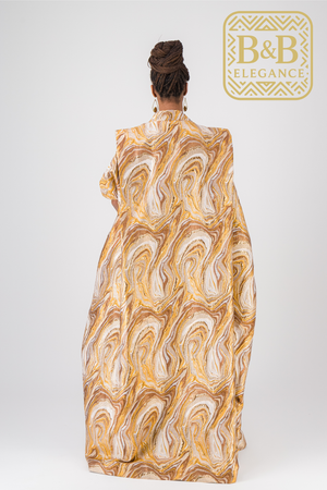 Kimono chic brocard jaune et robe bustier satin fait main pièce unique - tenue africaine femme cérémonie