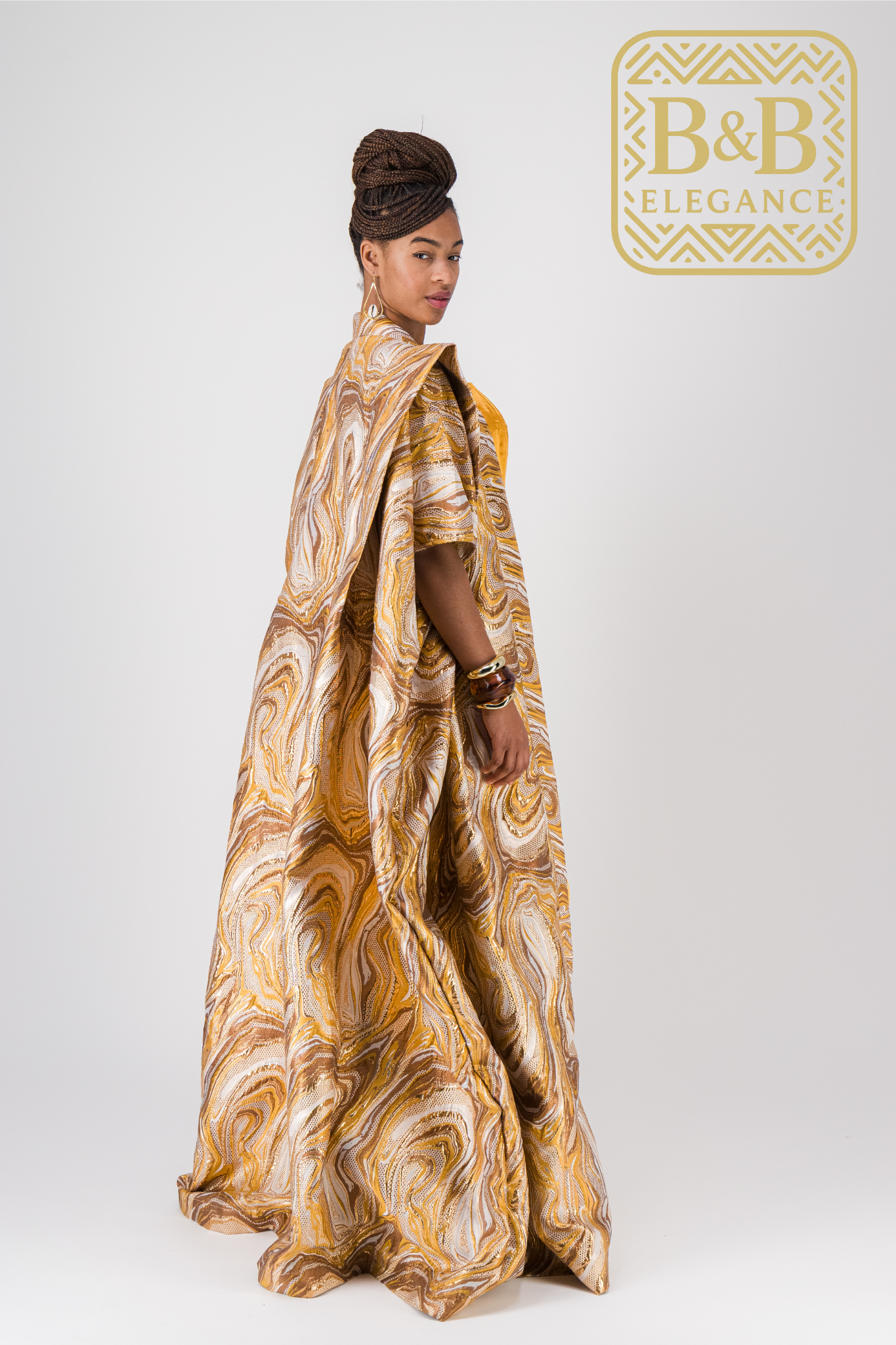 Kimono chic brocard jaune et robe bustier satin fait main pièce unique - tenue africaine femme cérémonie