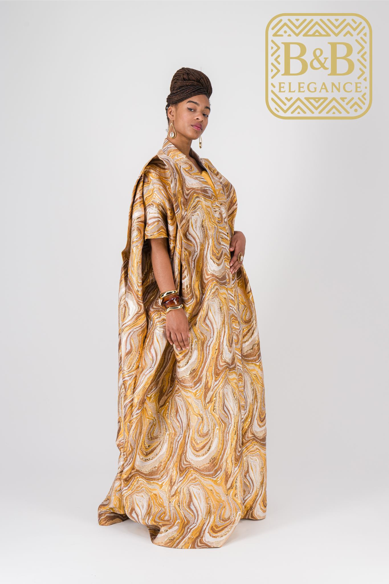 Kimono chic brocard jaune et robe bustier satin fait main pièce unique - tenue africaine femme cérémonie