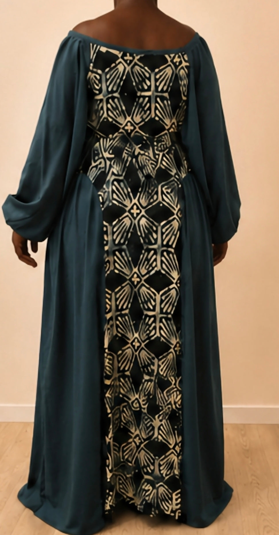 Robe africaine Batik verte – Fait main 