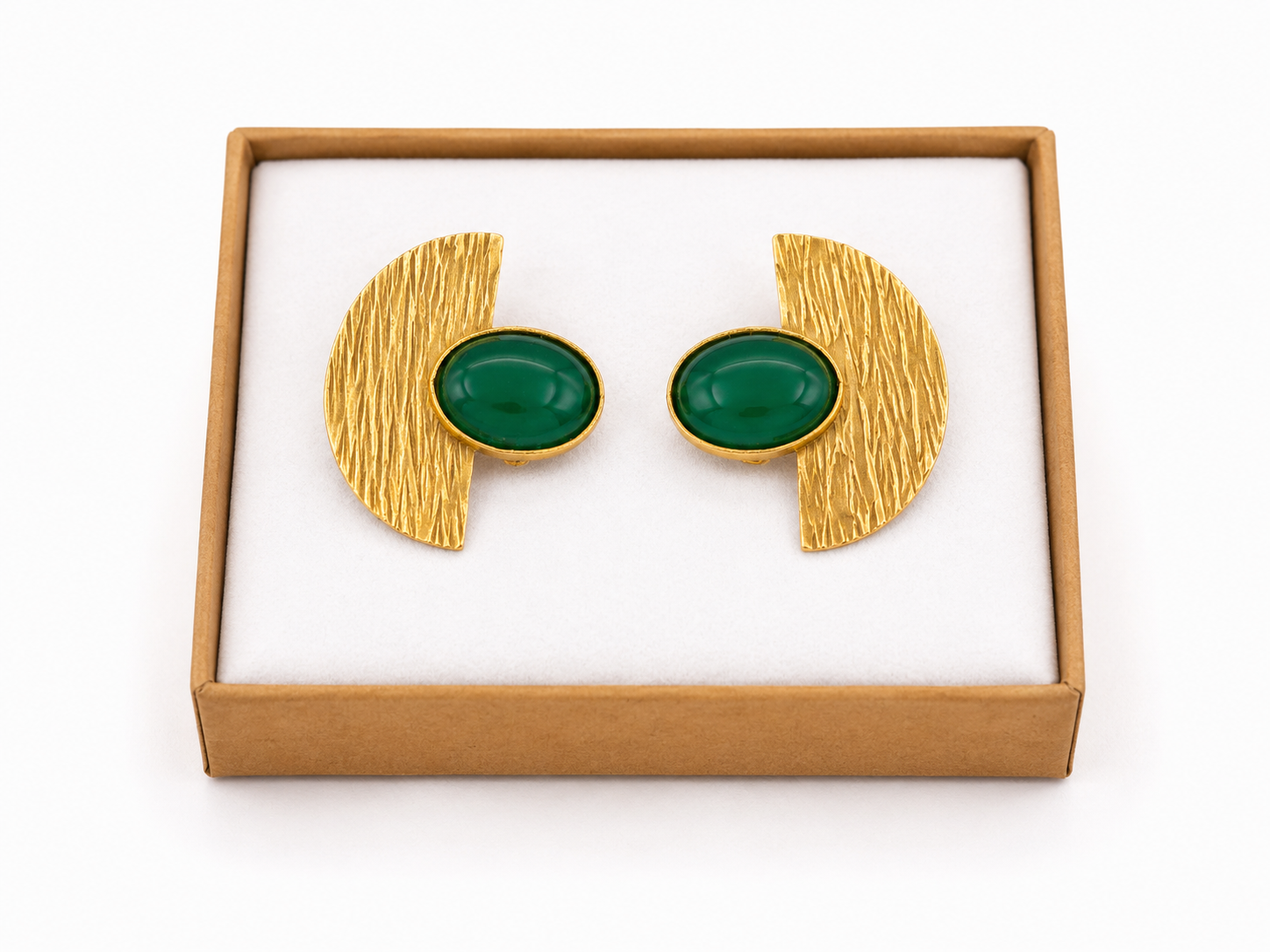 Boucles d’Oreilles Ethniques "Luna perle verte"