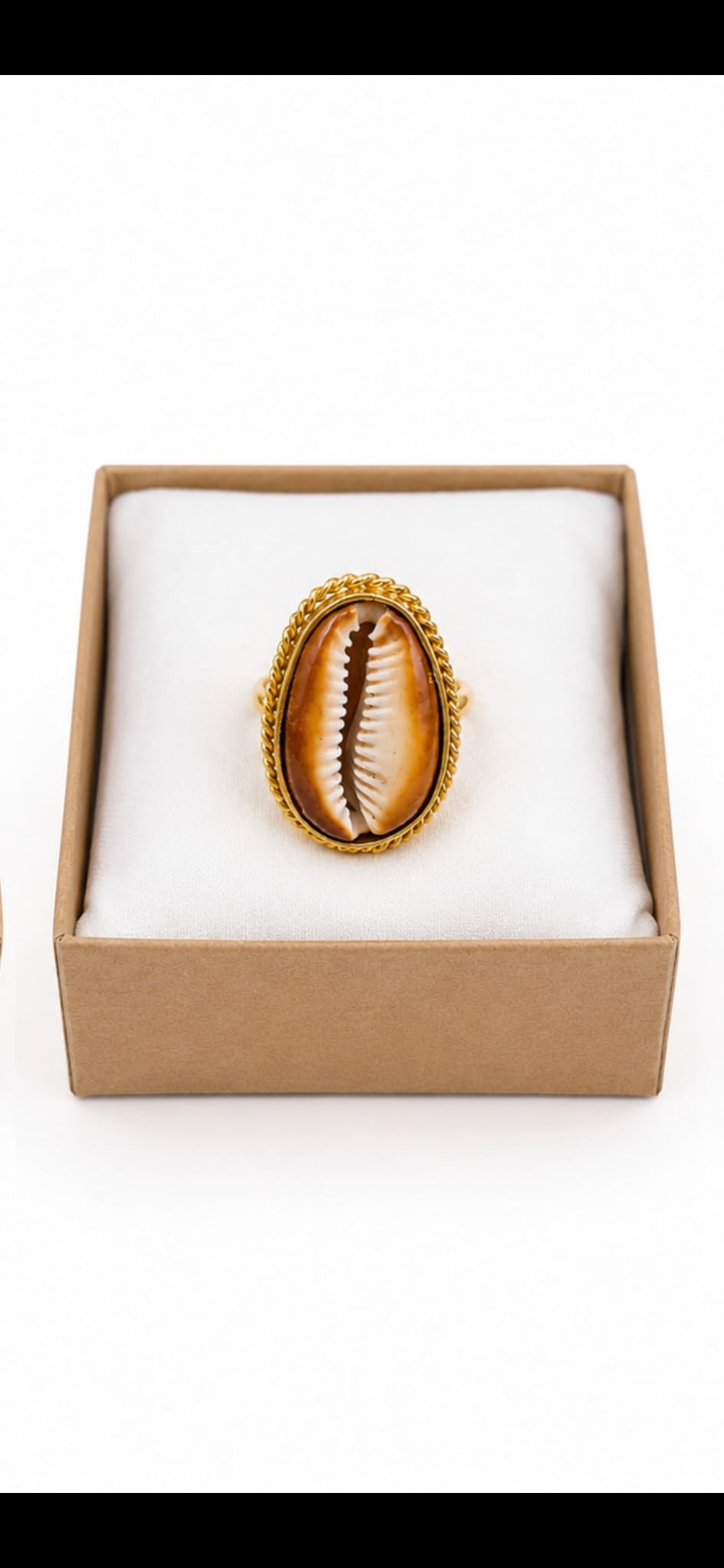 Bague Ethnique "Cauri Brun"