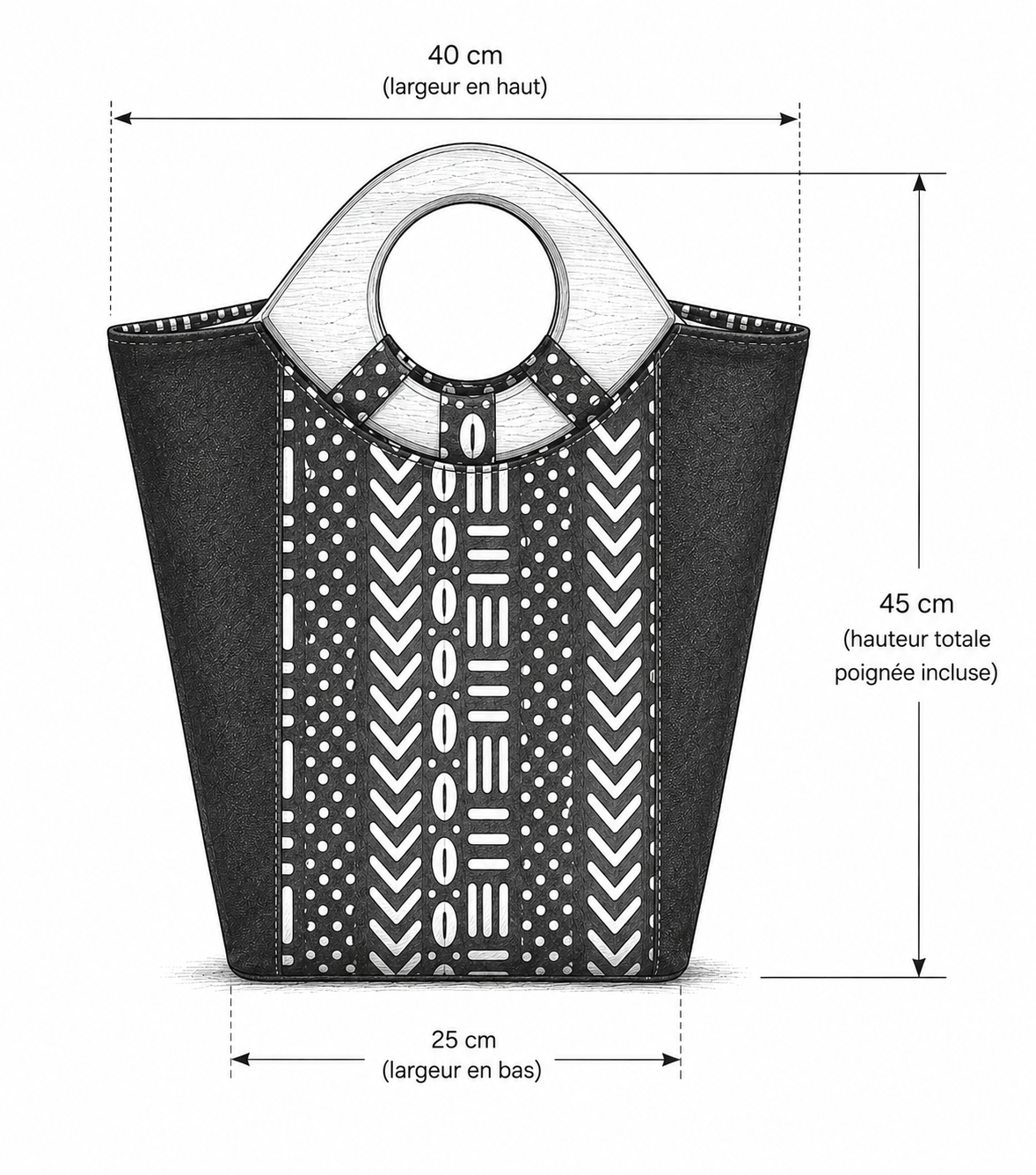 Sac cabas en tissu wax africain avec pochette assortie porté à la plage – B&B Élégance.