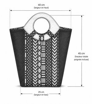Sac cabas en tissu wax africain avec pochette assortie porté à la plage – B&B Élégance.
